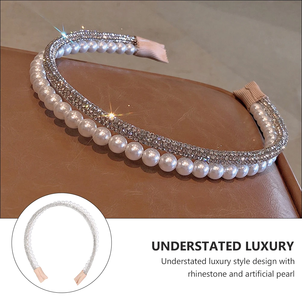 

Pearl Headband Women Bridal Hair Accessories Beautiful Headbands Girls Rhinestone Headdress Artificial Pearl Alloy Hair Decor