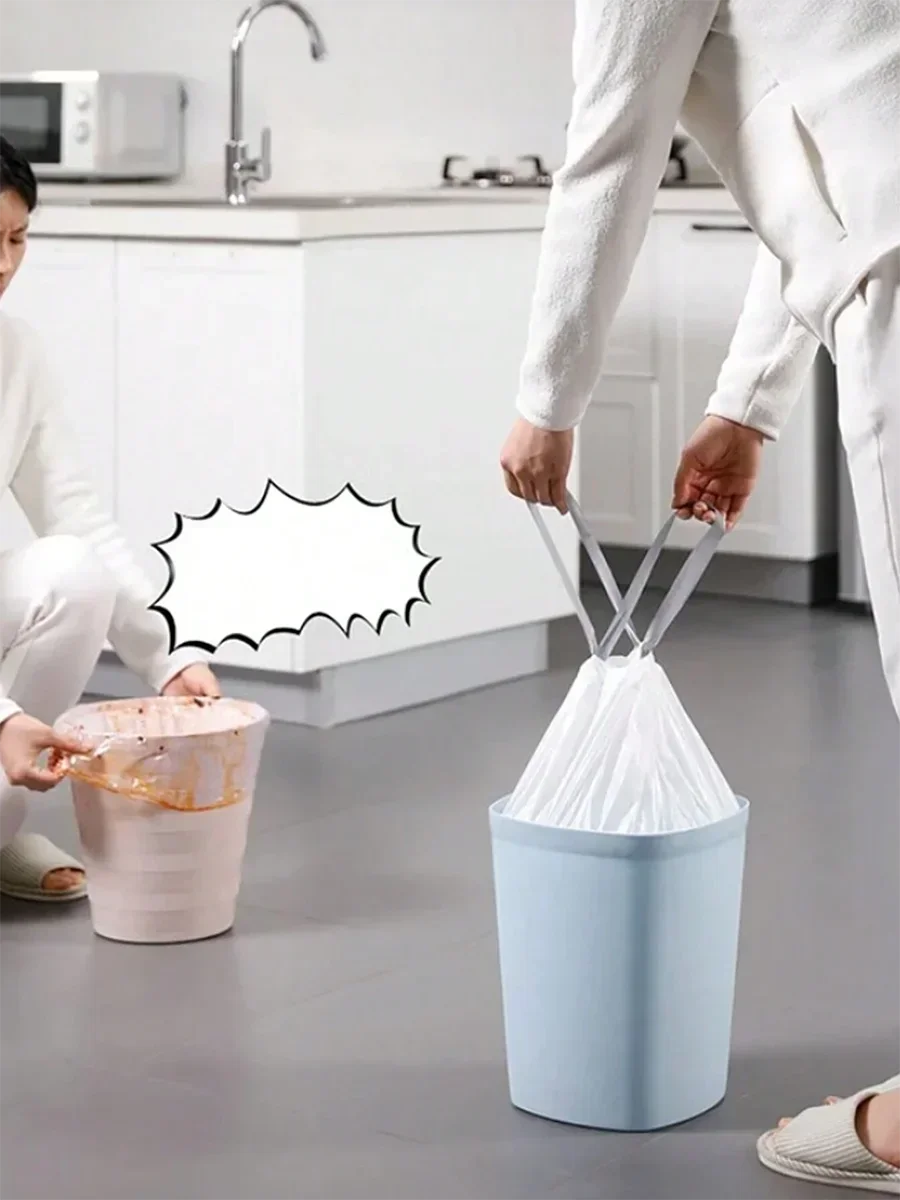 Household Garbage Bag Drawstring Large Thickening Portable Pull Bag White Plastic Bag Draw String Bags Drawstring Bag