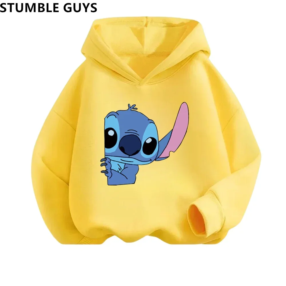 Stitch Trucksuit Harajuku Printed Children's Hoodie for 3-14 Years Old Autumn Street Fashion Boys Girls Pullover Outdoor Sports