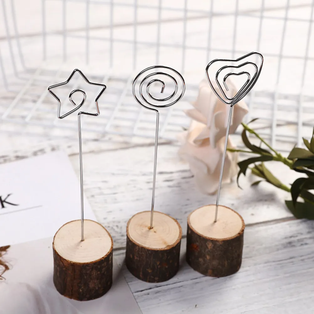 60Pcs Natural Wood Tabletop Photo Holder Clip Stand Reusable Memo Clip for Office Desk Home Decor Graduation Shower Table