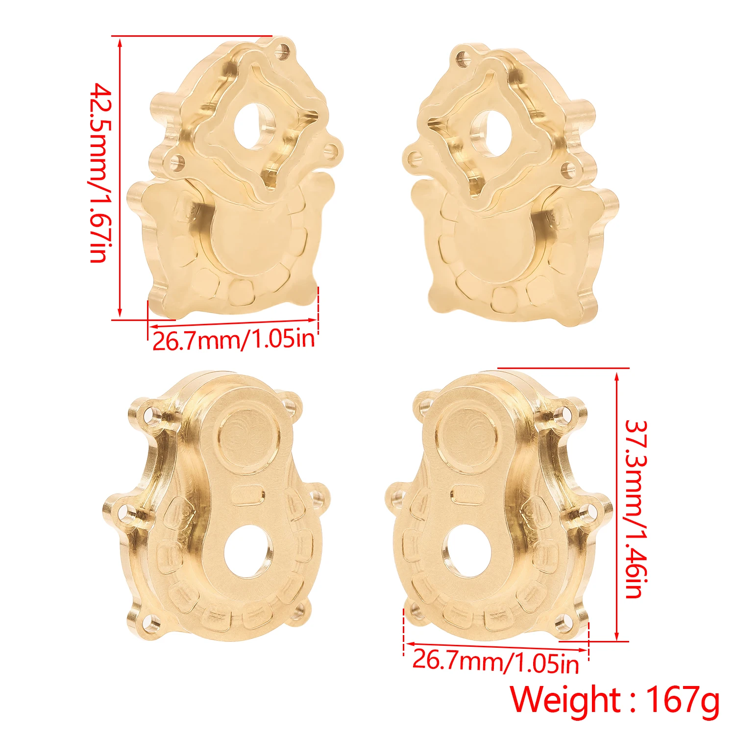 Brass Axle Counterweight Steering Knuckle C-Hub Straight Axle Adapters for Crossrc EMO X 1/8 RC Crawler Car Upgrade Parts