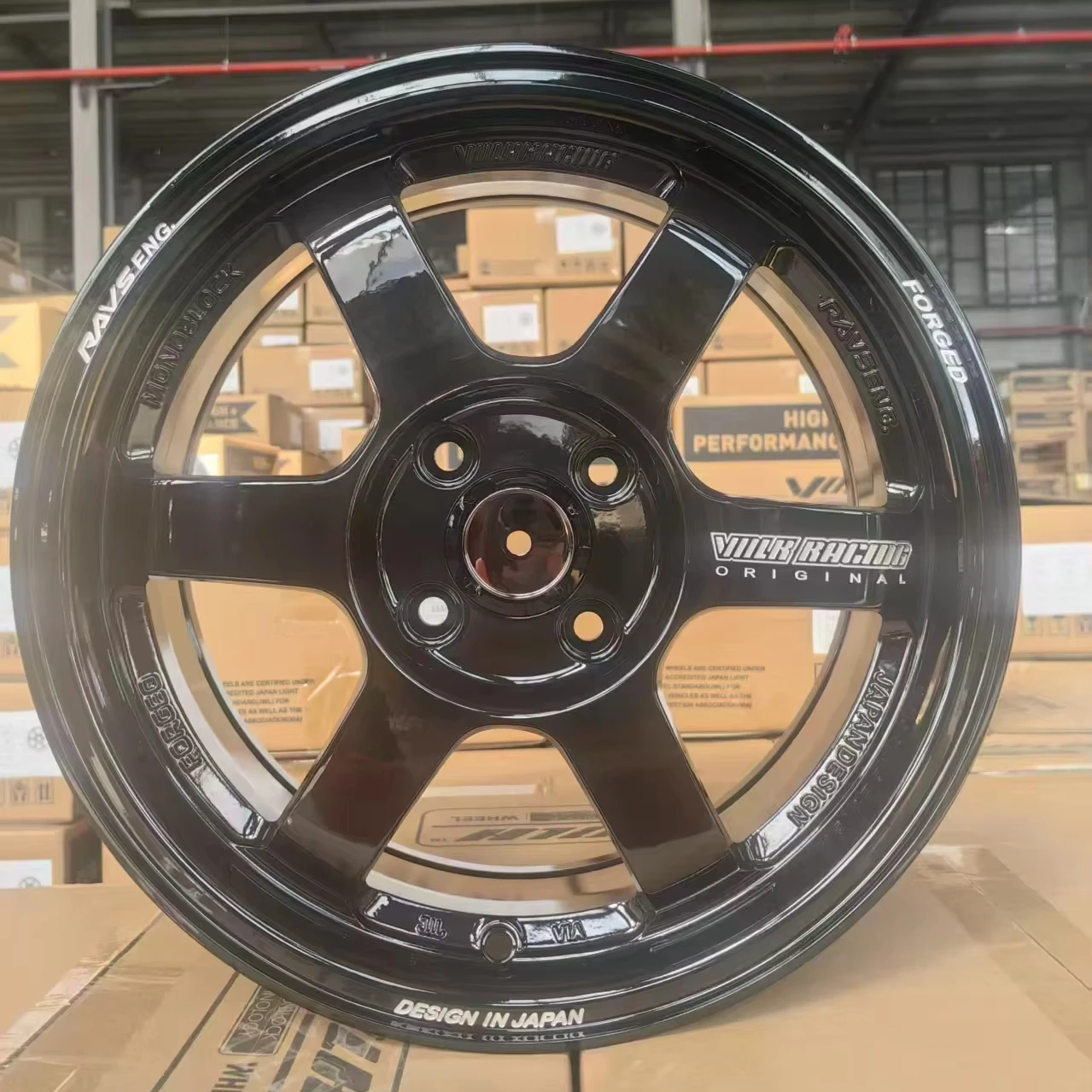 6-Spoke RAYS 37 Style Aluminium Alloy Wheel Rims 15 Inch 15x6.5 ET40 PCD 4x100 Dark Gunmetal Milling for Honda Civic JDM Car