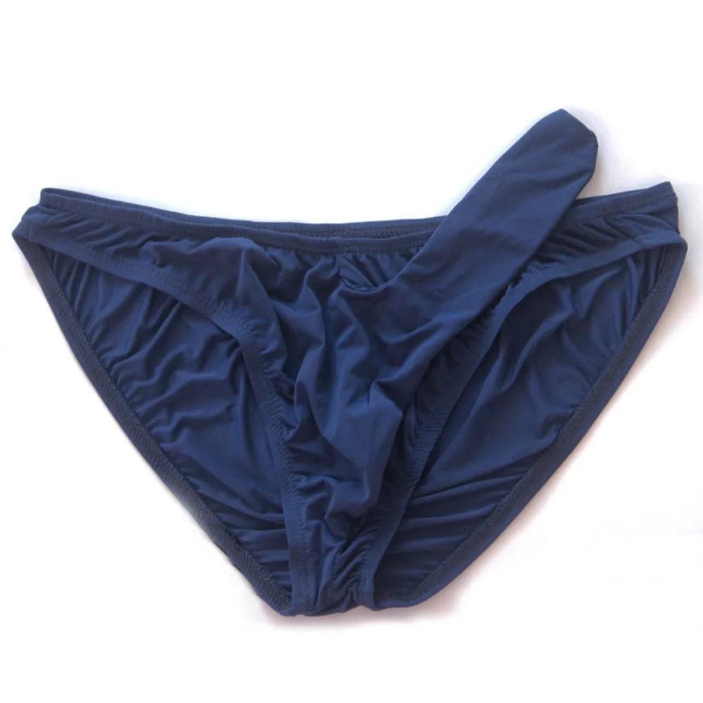 1pc Men\'s Sexy Lingerie Ice Silk Sleeve Bag Bikini Briefs Shorts Elephant Trunk Panties Low Waist Male Underwear