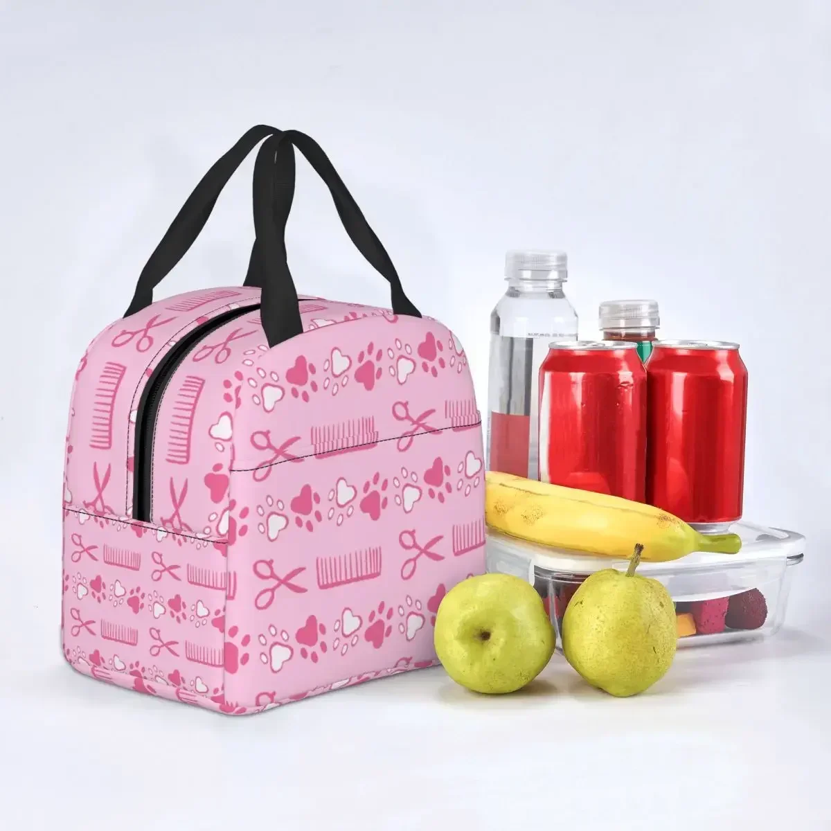 2023 New Cute Dog Grooming Paw Prints Insulated Lunch Bags For Camping Travel Animal Pet Portable Cooler Thermal Lunch Box Kids