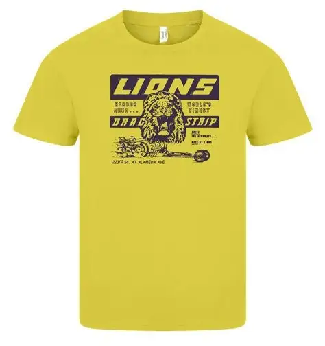 Lions Drag Strip T Shirt Yellow New