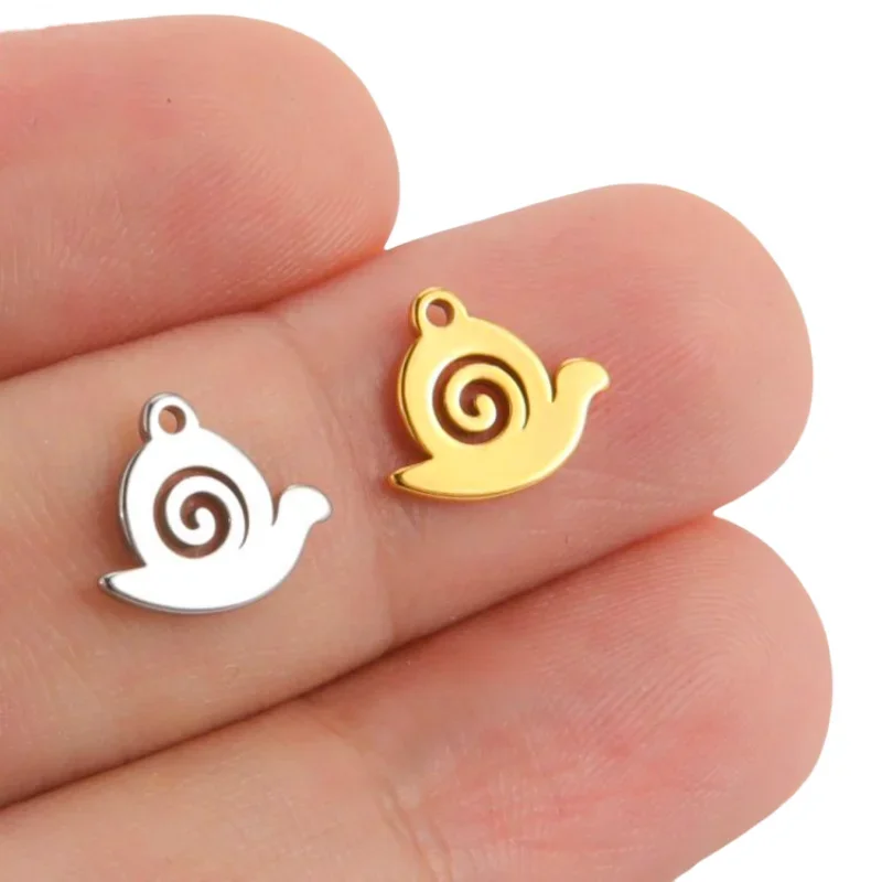 WZNB 5Pcs Stainless Steel Snails Charms Animal Pendant for Jewelry Making Handmade Earring Bracelet Necklace Diy Accessories