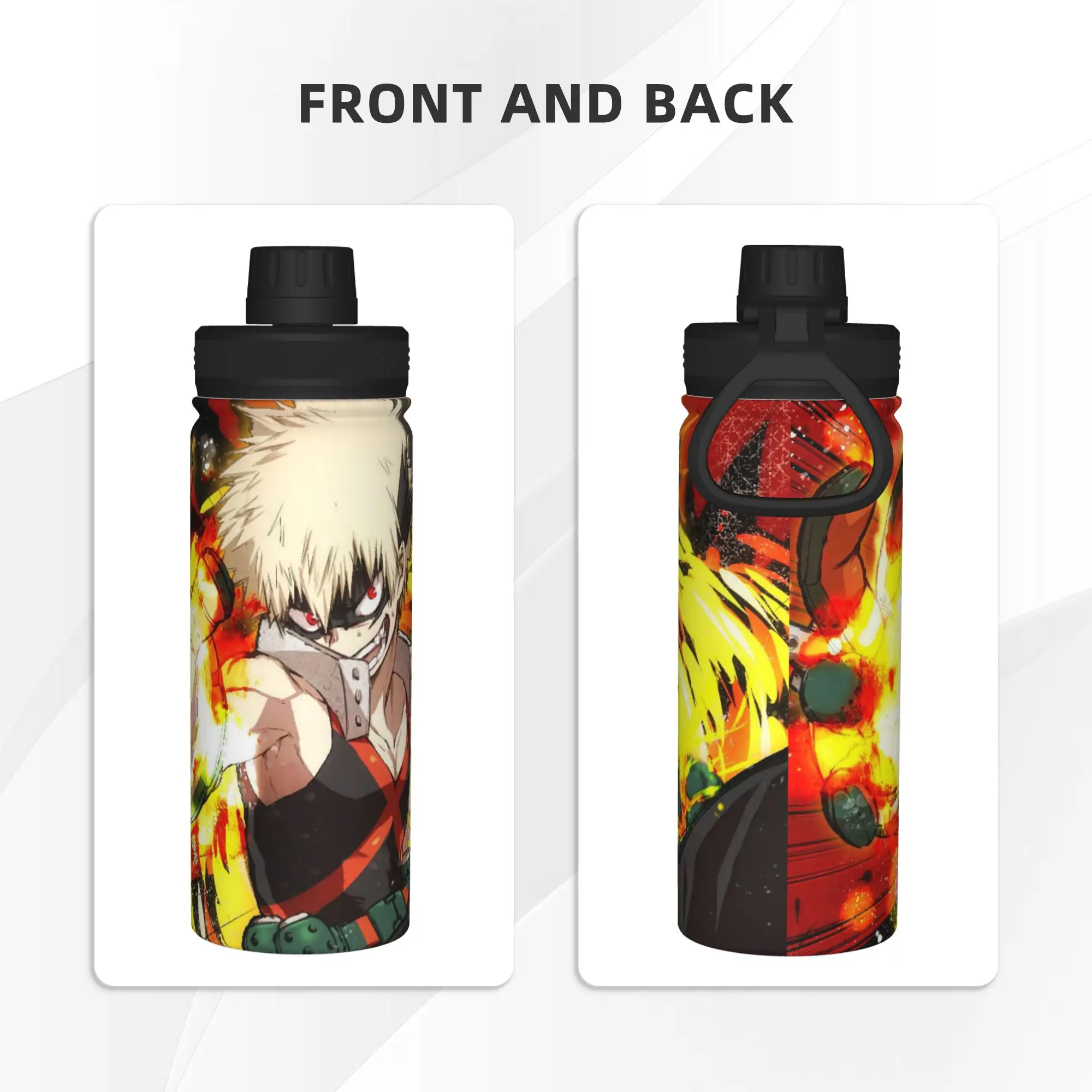 My Hero Academia Anime 18OZ Sports Insulated Kettle Katsuki Bakugo Thermal Cup Vacuum Flask Travel Outdoor Mugs Water Bottle view 3