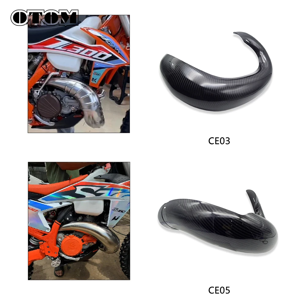 OTOM 2 Stroke Dirt Bike Motorcycle For HENGJIAN Z300 Carbon Fiber Exhaust Cover Protection Heat Shield Guard