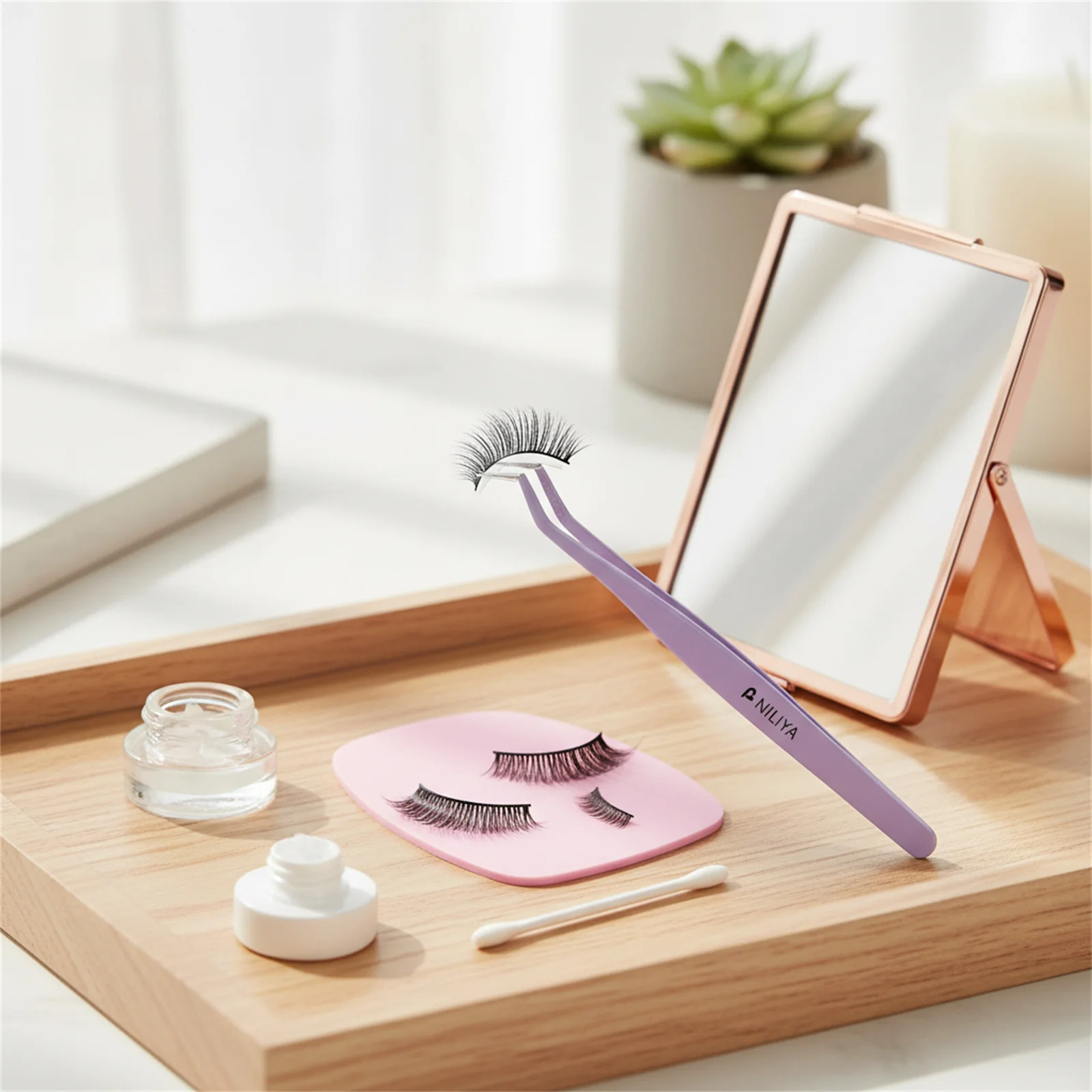 1-2 個つけまつげピンセット抗粘着プロフェッショナルラッシュツールゴールドフェザークランプまつげエクステ初心者のための