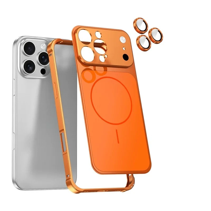 Für iPhone 17 16 15 14 13 Pro Max: Sofortige Umrüstung auf 17 – Magnetische Magsafe-Rückplatte, Legierungsrahmen-Hülle, Glaslinsenfolie, schlankes Cover