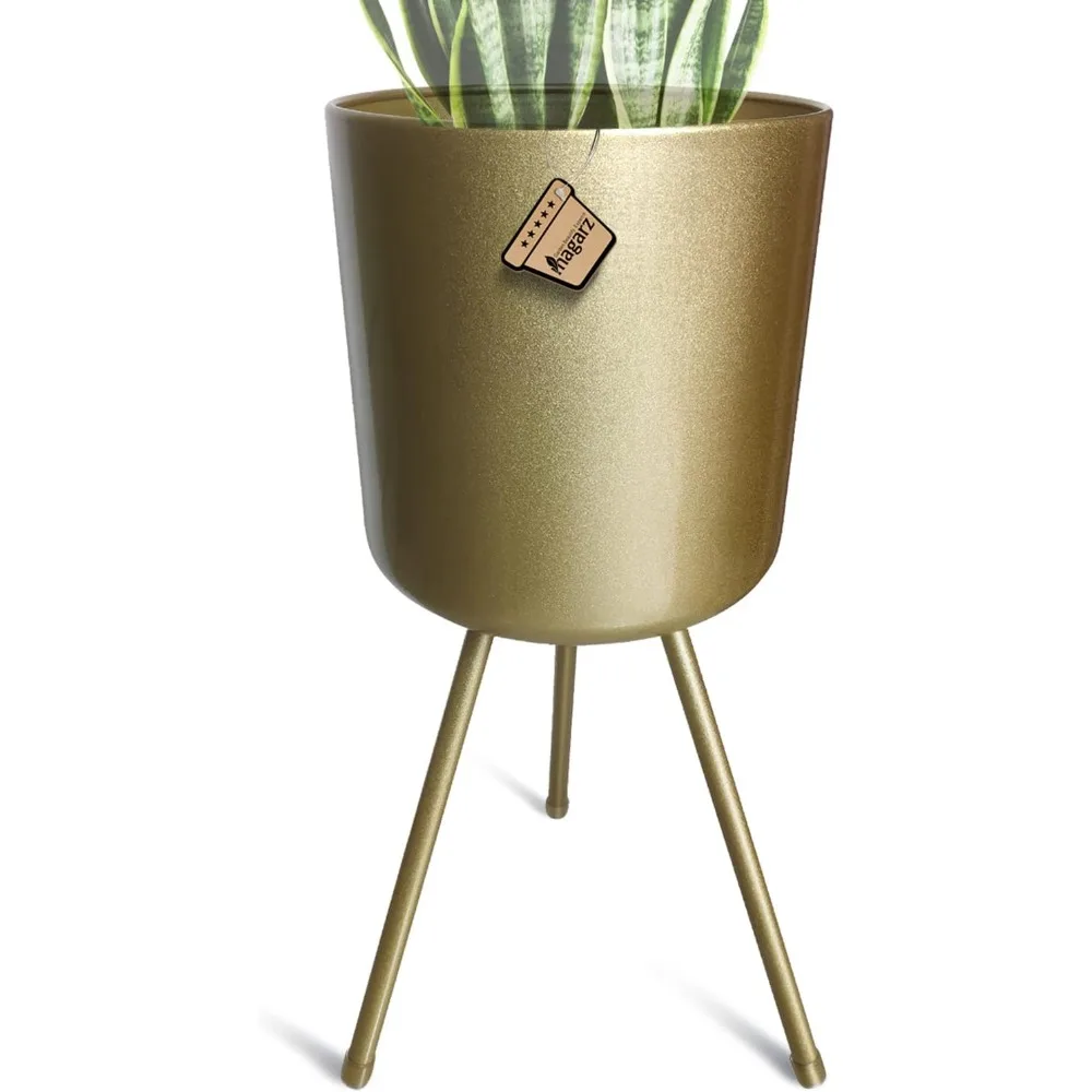 

Mid-Century Metal Flowerpot with Stands,Gold Modern Floor-standing Flowerpot,Suitable for Orchid,Decoration 8.5'' wide 18'' high