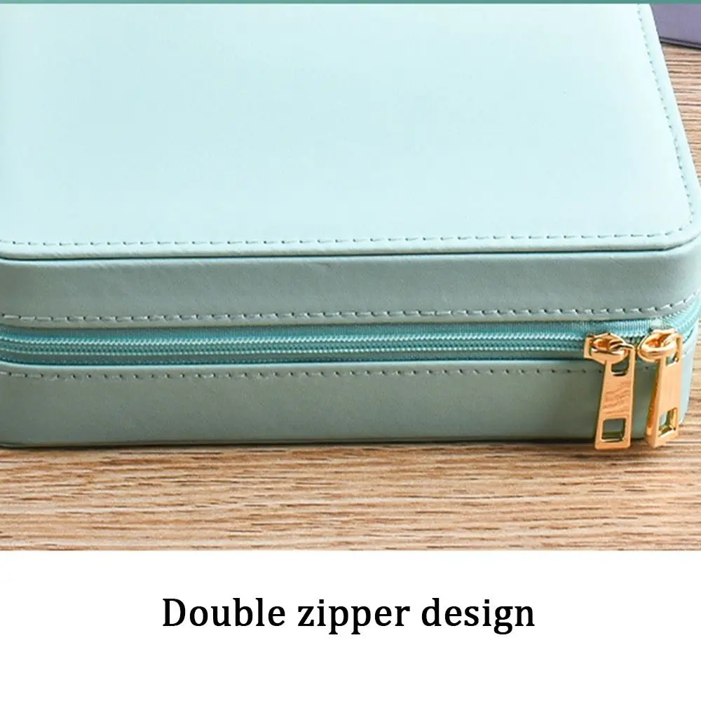 

PU Leather Trinkets Storage Organizer Dustproof Solid Color Portable Jewelry Organizer Large Capacity High Quality