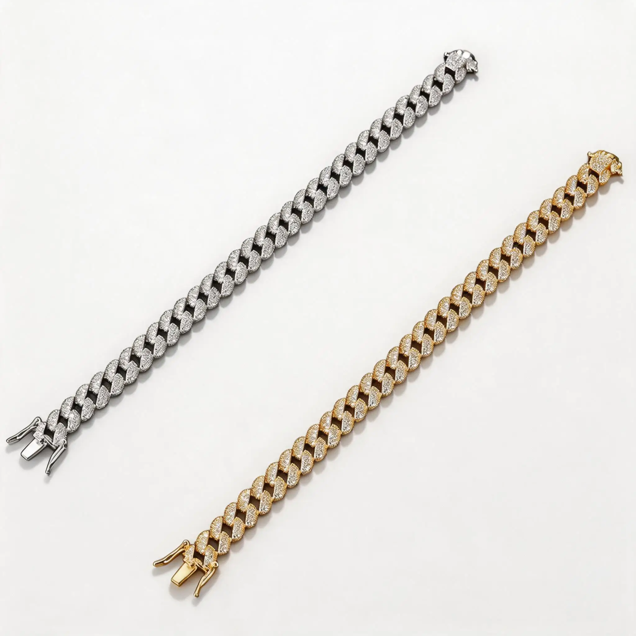 Luxury PT950 Platinum 18K Gold Moissanite Cuban Chain Bracelet Full Diamond Men Women Hip Hop