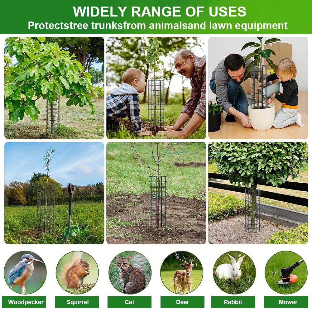 

6-шт. Защита для стовбура дерева с застежками-молнией и садовыми кольями. Металлические защитные приспособления для растений. Клетка для обертывания деревьев для защиты труб из коры дерева.