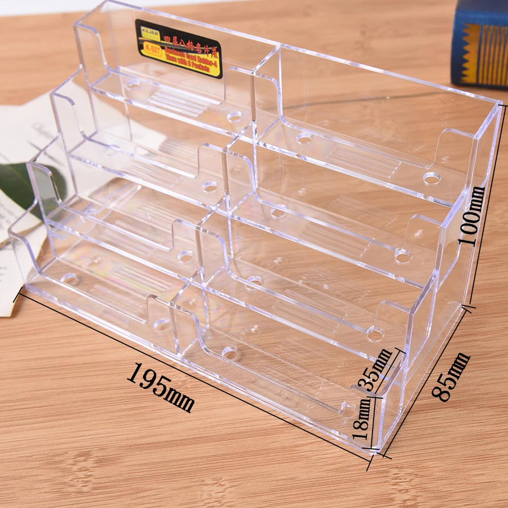 1Pc Acrylic Plastic Transparent Desktop Business Card Holder 8 Grids Clear Table Desk Shelf Storage Box Display Stand