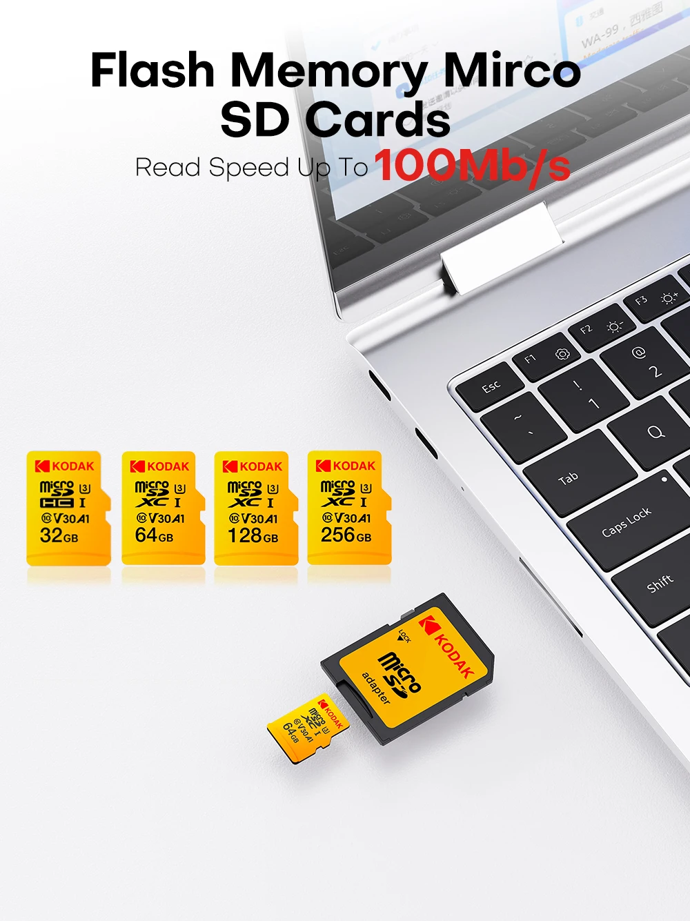KODAK High Endurance Micro SD-Karte U3 V30 A1 32GB 64GB 128GB 256GB TF-Karte 100MB/s 4K Speicherkarte für Sicherheitskamera – Detail 5