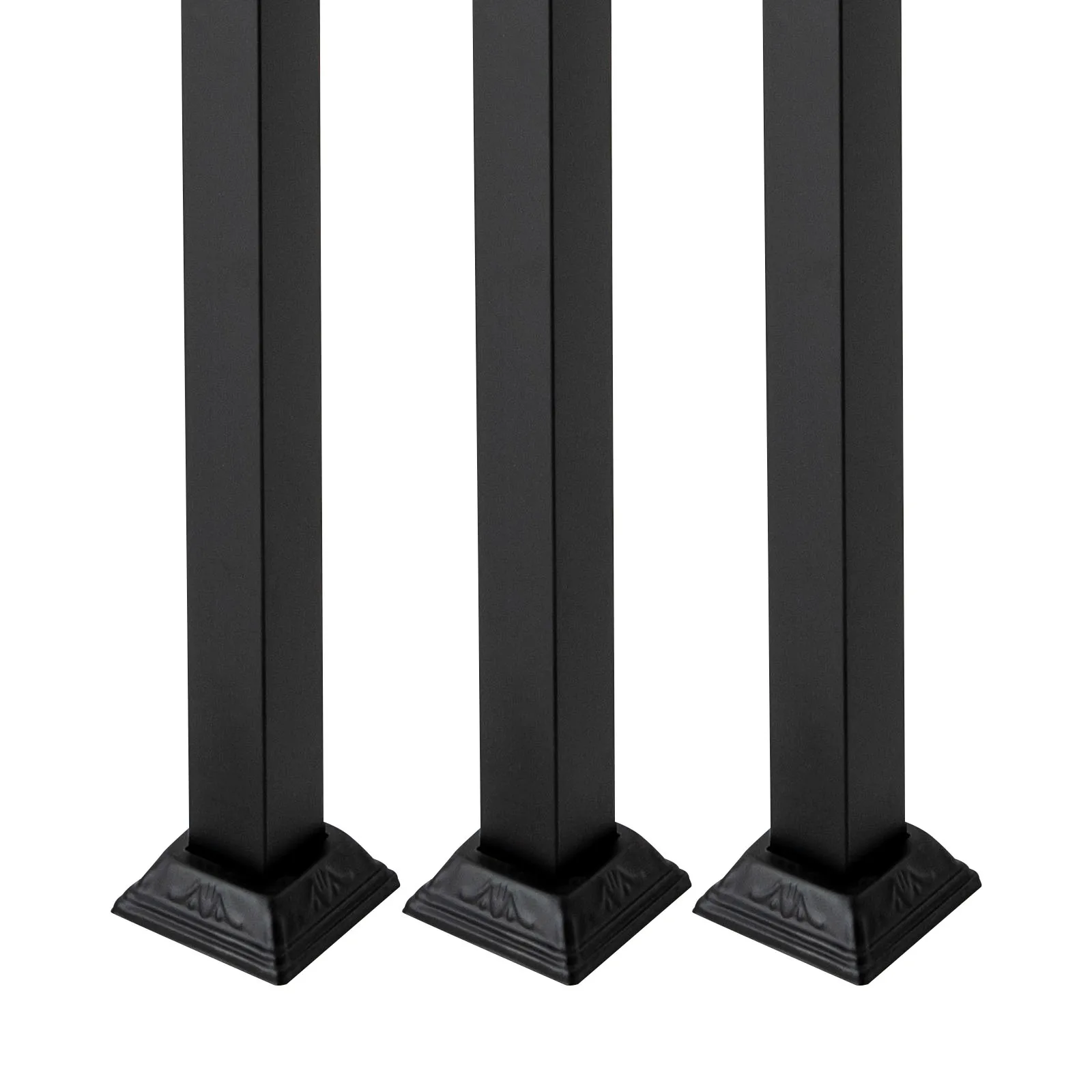 Stair Balusters Post, Black Square Metal Railing Spindles with Flat & Adjustable 270° Angle Bracket, Banister Column
