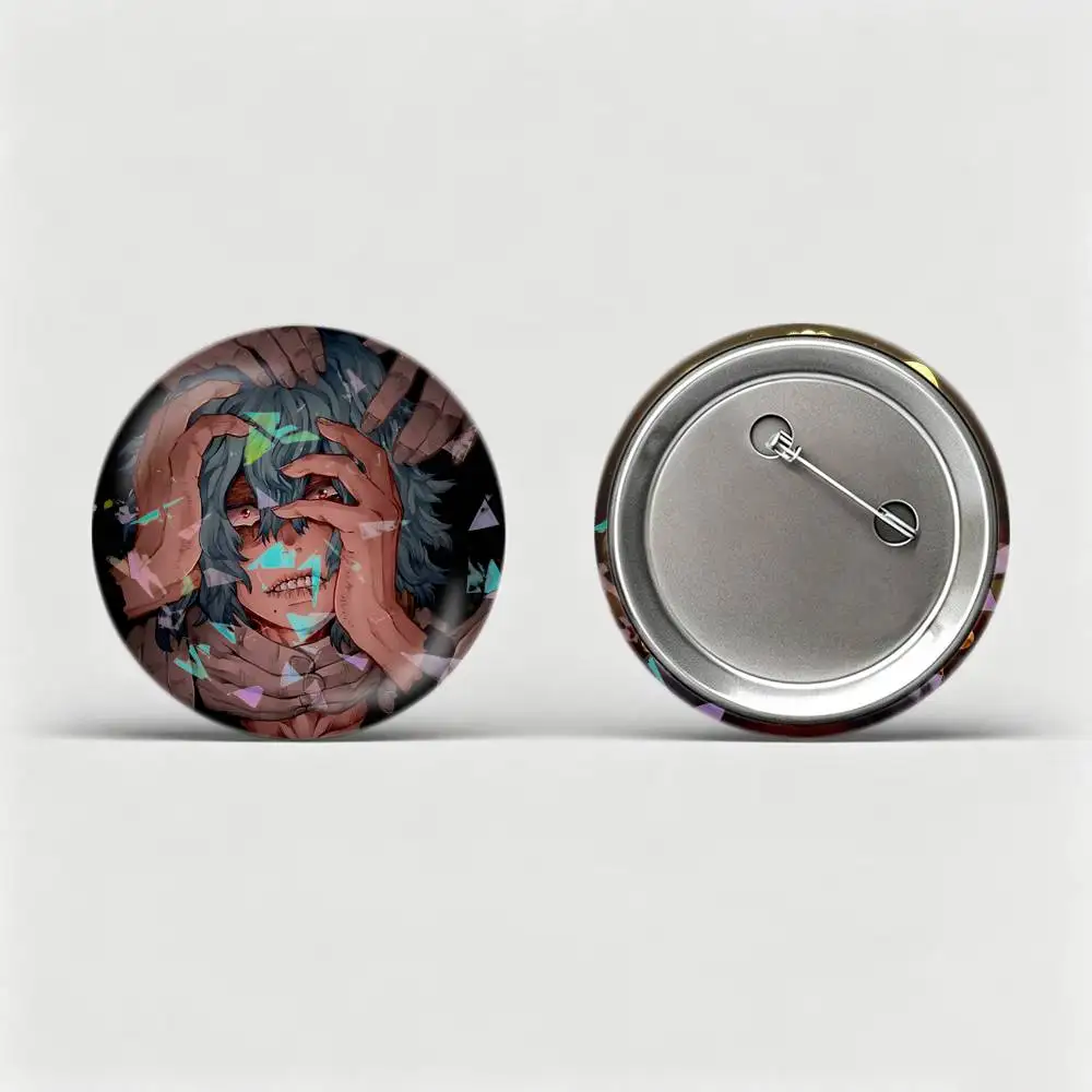 S-Shigaraki T-Tomura My Hero Academia Badges Creative Tinplate Round Button PinsBrooch Badge Clothes Backpack Custom