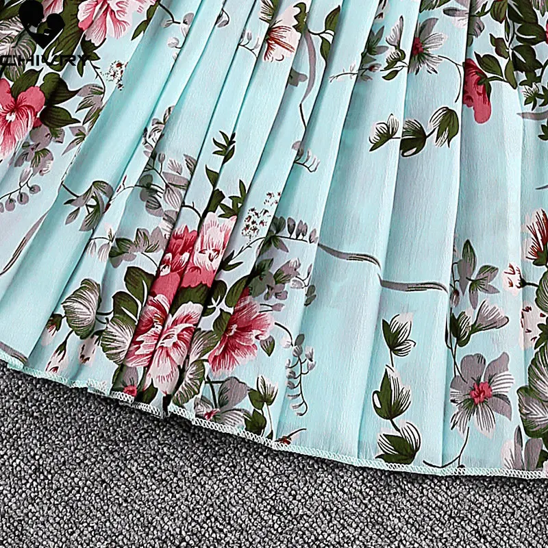 فستان صيفي للشاطئ موضة جديدة 2023 للبنات أكمام على شكل زهور مطبوعة برقبة مستديرة على شكل حرف a فساتين أميرة للأطفال Vestidos