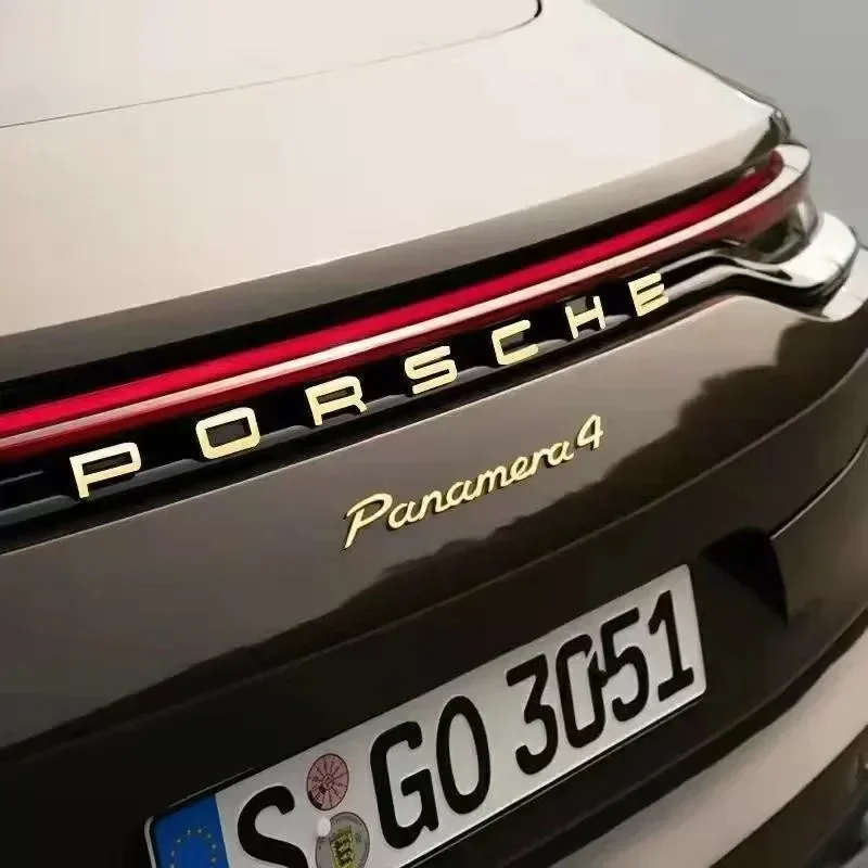 For Porsche Turbo/GTS/Macan/Panamera/BoxsterPorsche 3D ABS golden Car Rear Trunk Emblem Creative Decoration Sticker Letters Logo