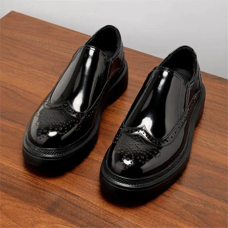 

Genuine Full Grain Leather Men Loafers Summer British Style Brogue Slip on Thick Sole Bright Leather Casual Dress Shoes