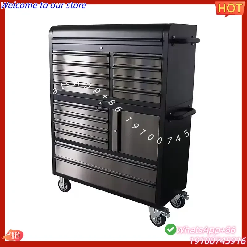 2026Hot New Design Workshop 41inch Metallic Texture 430 Stainless Steel Rolling Tool Cabinet Preventive Storage