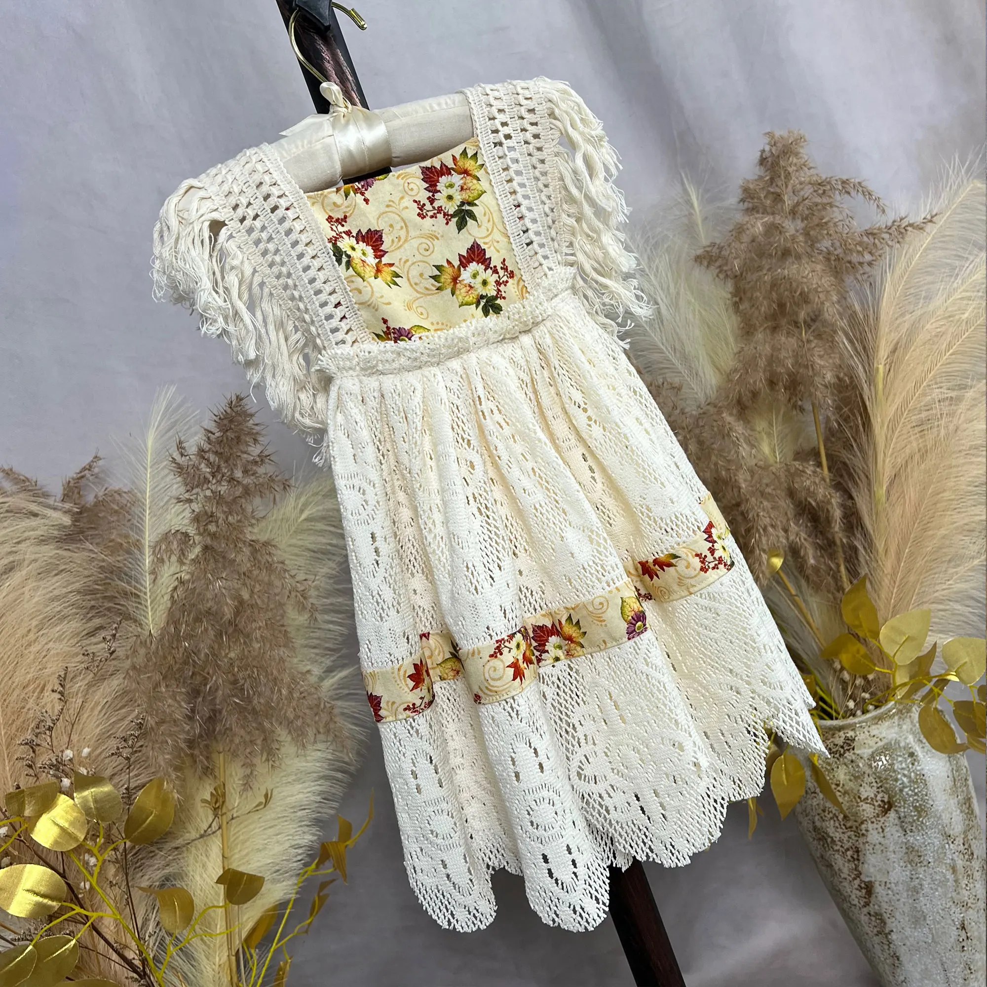 

Children's Clothing Sleeveless Lace Fringe Strap Dress Girl Costume Photo Shoot Birthday Party Photography Flower Girl Dresses