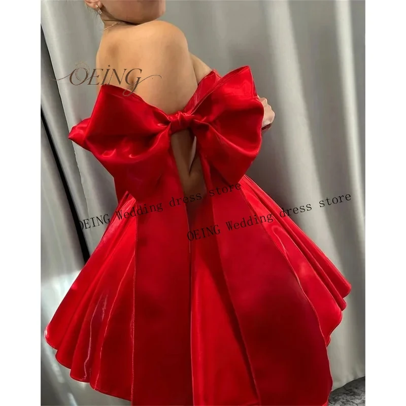 2026 Shiny Glitter Short Porm Dress Red Satin Bow Straps Vestidos De Fiesta Mini A Line Graduation Outfit Women Dress Customized