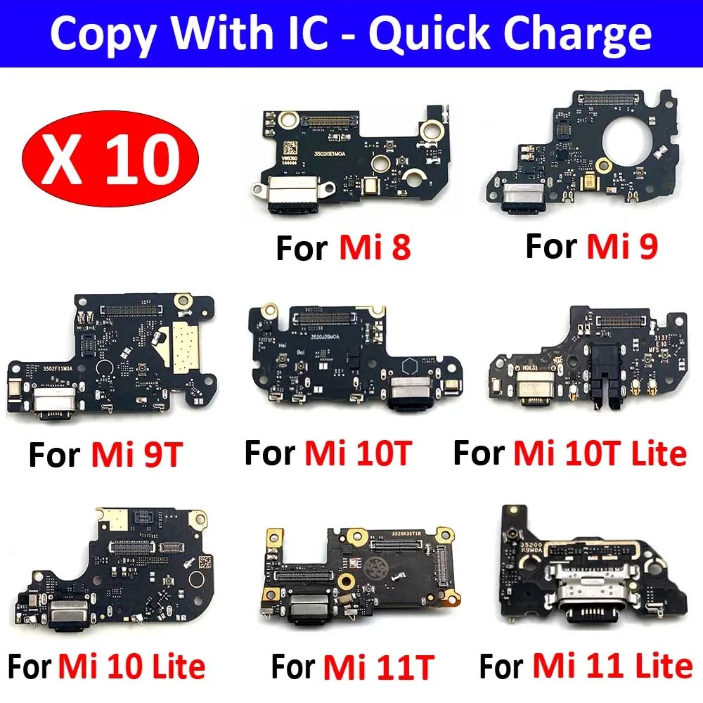 10Pcs Dock Connector USB Charger Charging Port Flex Cable Micro For Xiaomi Mi 8 9 9T 10 10T Mi10T Mi11T 11 11T 12 12T Pro Lite