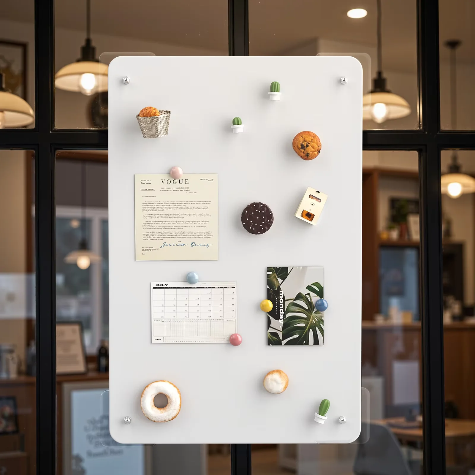 

Magnetic Board White for Wall Durable Metal Bulletin Board for Home Display Souvenir Magnets,Photos&Notes