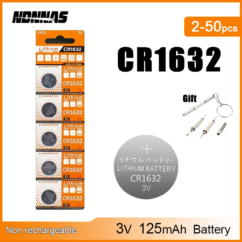 2-50 قطعة الأصلي CR1632 CR 1632 3 فولت بطارية ليثيوم زر لمشاهدة آلة حاسبة ساعة التحكم عن بعد اللعب زر عملات خلية #2