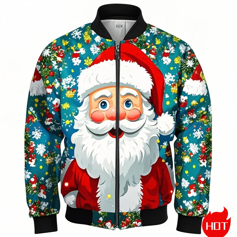 Autumn Fashion 3D Printing Merry Christmas Jacket Cute Santa Claus Xmas Graphic Jackets For Men Unisex Funny Streetwear Clothing