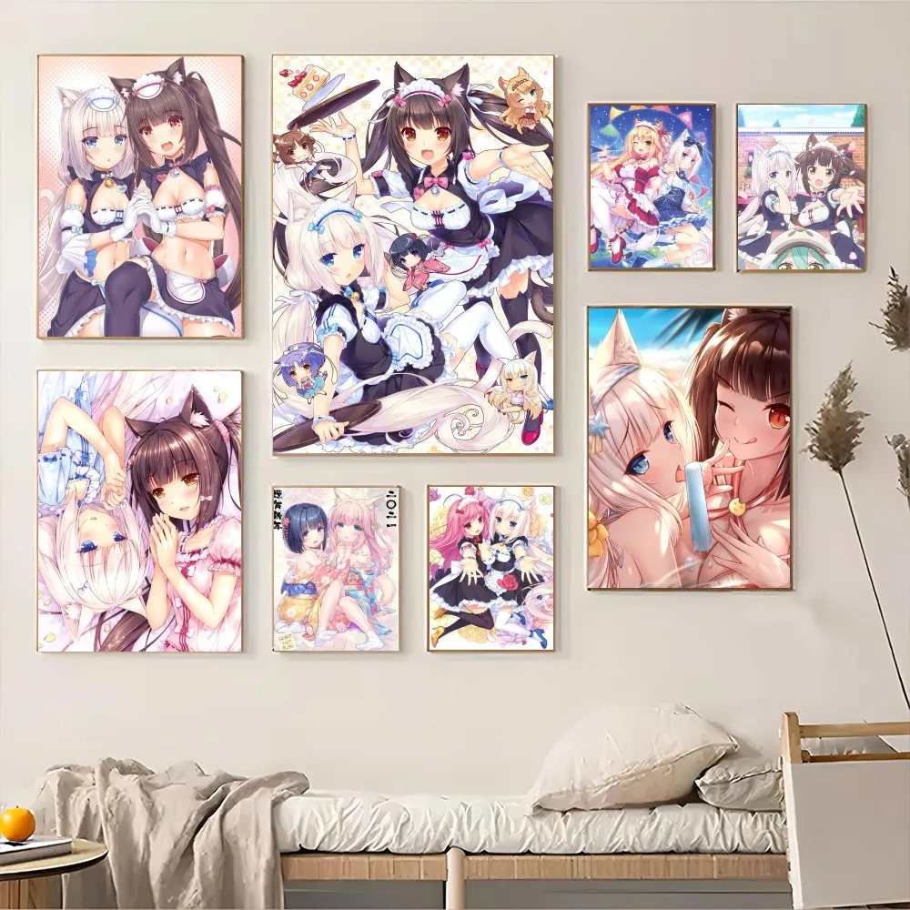 1PC Sexy Girl Anime NEKOPARA Retro Print Poster Paper Waterproof HD Sticker Bedroom Entrance Home Living Room Bar Wall Art Decor