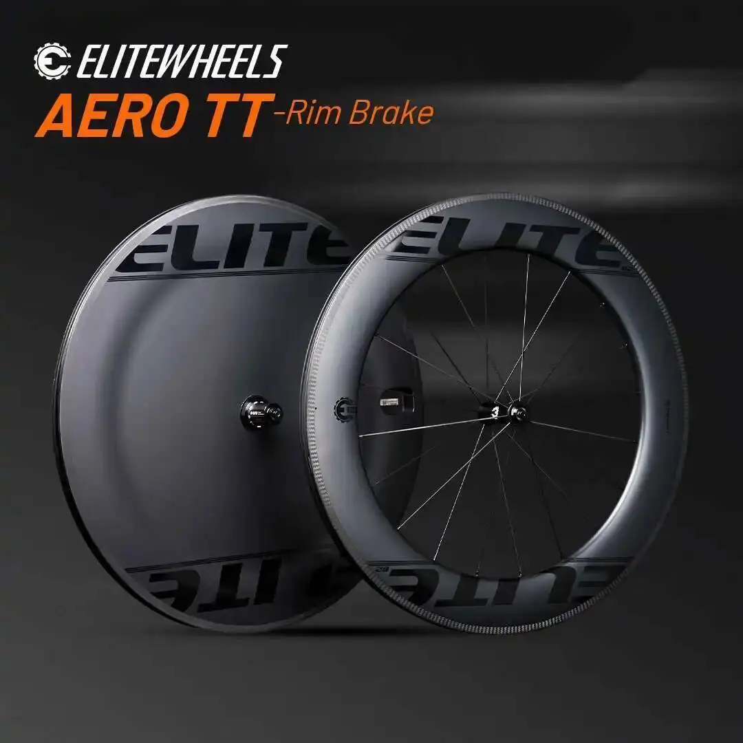 ELITEWHEELS AERO-TT Wheels Carbon Fiber Triathlon Wheelst  V Brake Tubeless Clincher Wheel For TT Bike Racing