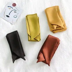 New Solid Color Slender Narrow Long Scarf Tied Bag Handle Scarves Small Satin Ribbon Decorative Bag Skinny Scarves