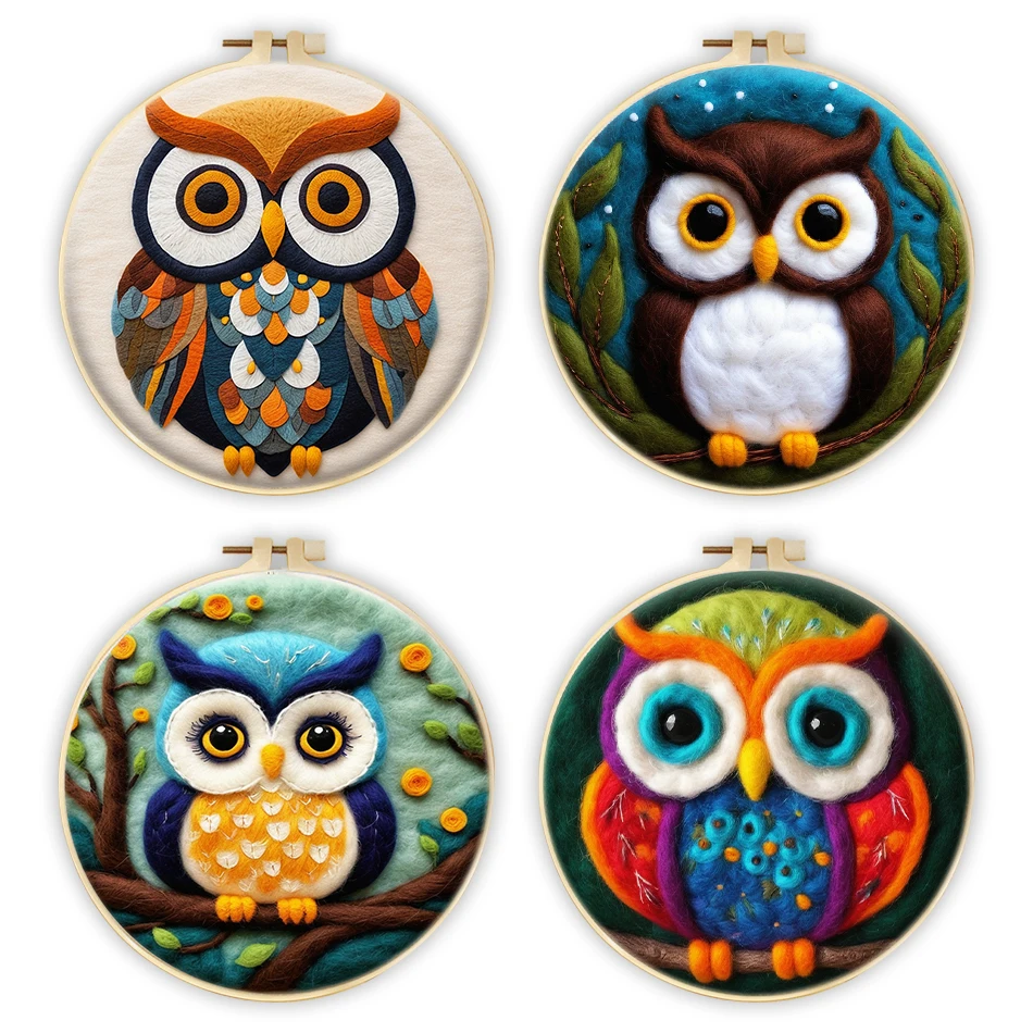 

SDOYUNO Wool Needle Felting Animals Bird Owl Handmade Needlework Felt Arts And Crafts Stitch Wool Fleece For Felting Crafts Kit