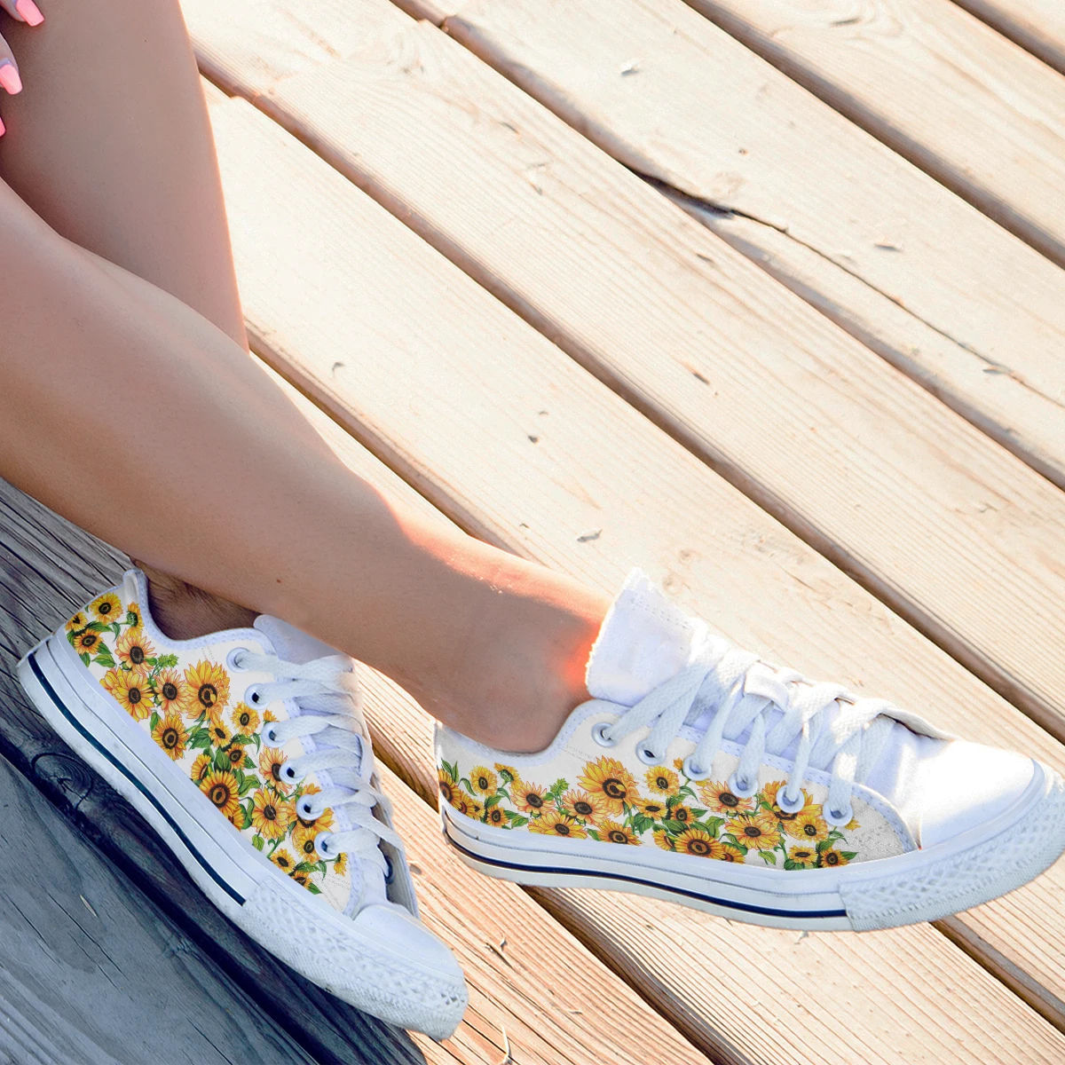 Leichte weiche Sohle niedrige Leinwand Schuhe Damen Mode druck Sonnenblume Frauen Schuhe lässig schnüren Studenten schuhe