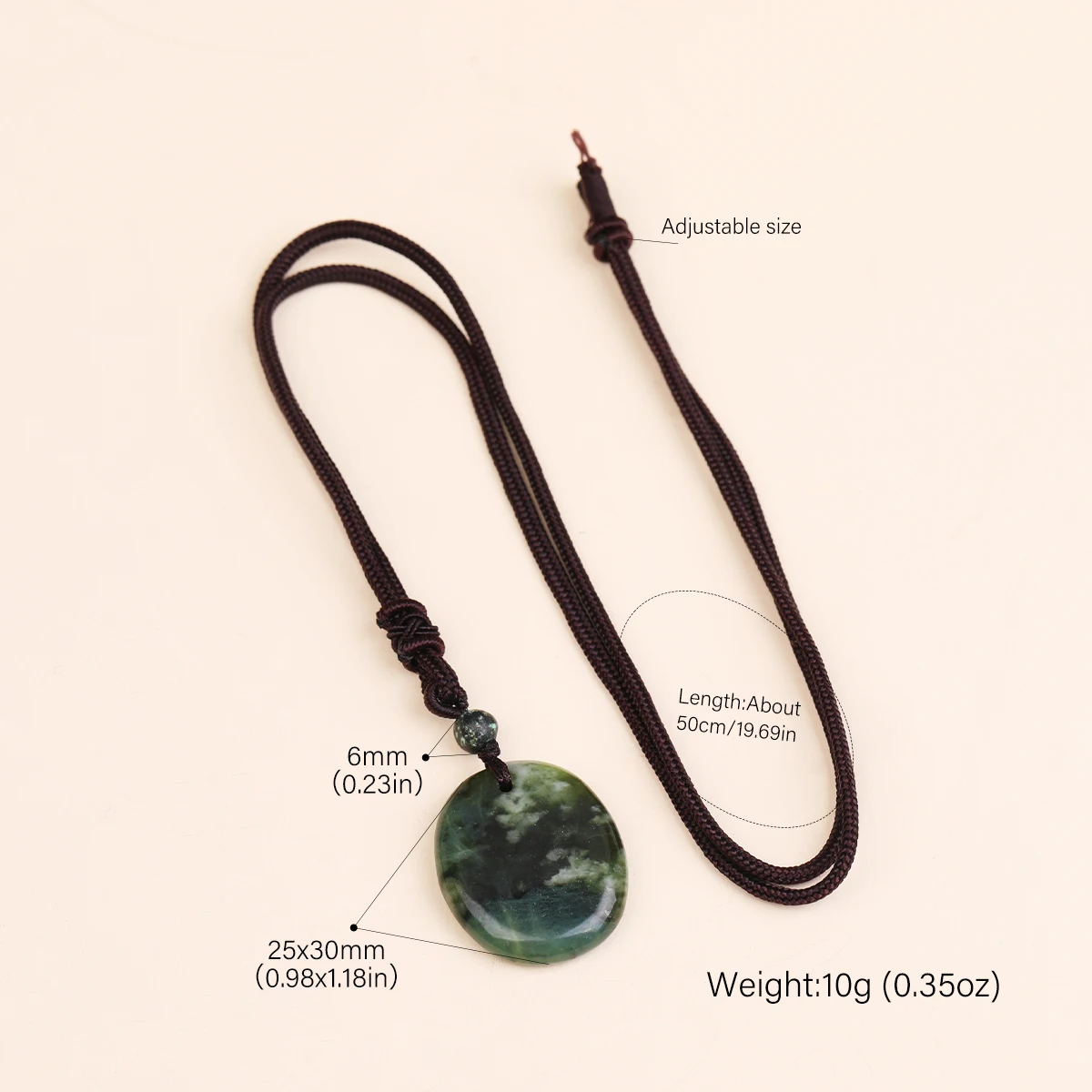Natural Stone Lucky Peace Pendant Jade and Crystal Accessories Necklace Bead Pendant Handicraft Adjustable Cord Necklace