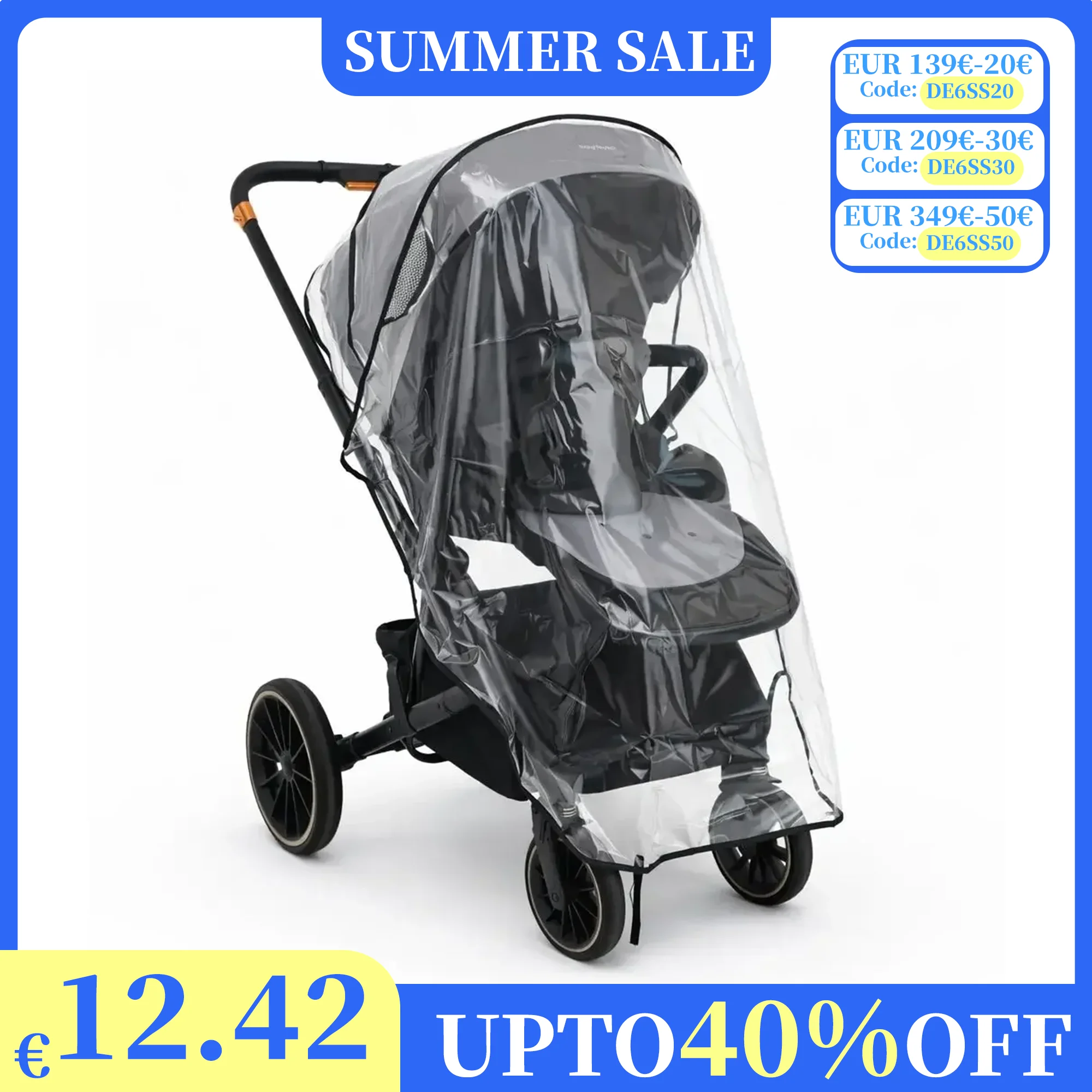 

Kid Stroller Rain Cover EVA Weather Protection for Rain Wind, Snow & Dust Baby Stroller Compatible with multiple stroller models