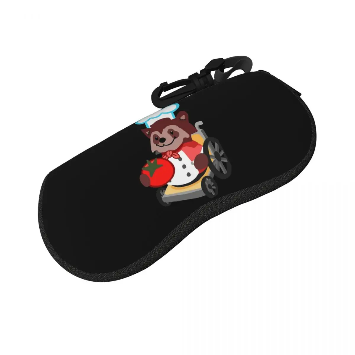 かわいい煮すぎた車椅子アライグマシェフギフトシェルメガネケースポータブルサングラスボックス女性男性ソフト眼鏡バッグポーチ