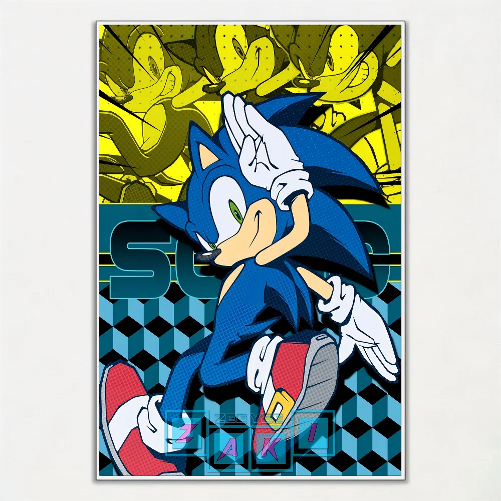 Video Games Sonics Poster Wall Art Home Decor Room Decor Digital Painting Living Room Restaurant Kitchen Art