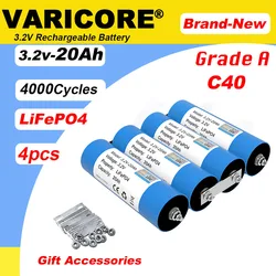 4pcs VariCore 3.2V 20Ah LiFePO4 Battery phosphate Cell for 4S 12V 24V RV Motorcycle Car motor Modification Inverter Grade A