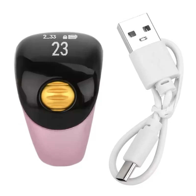 A32T-Portable Ring Type Ball Finger Counter Adjustable OLED Screen Mini Counter With Battery Display Pink