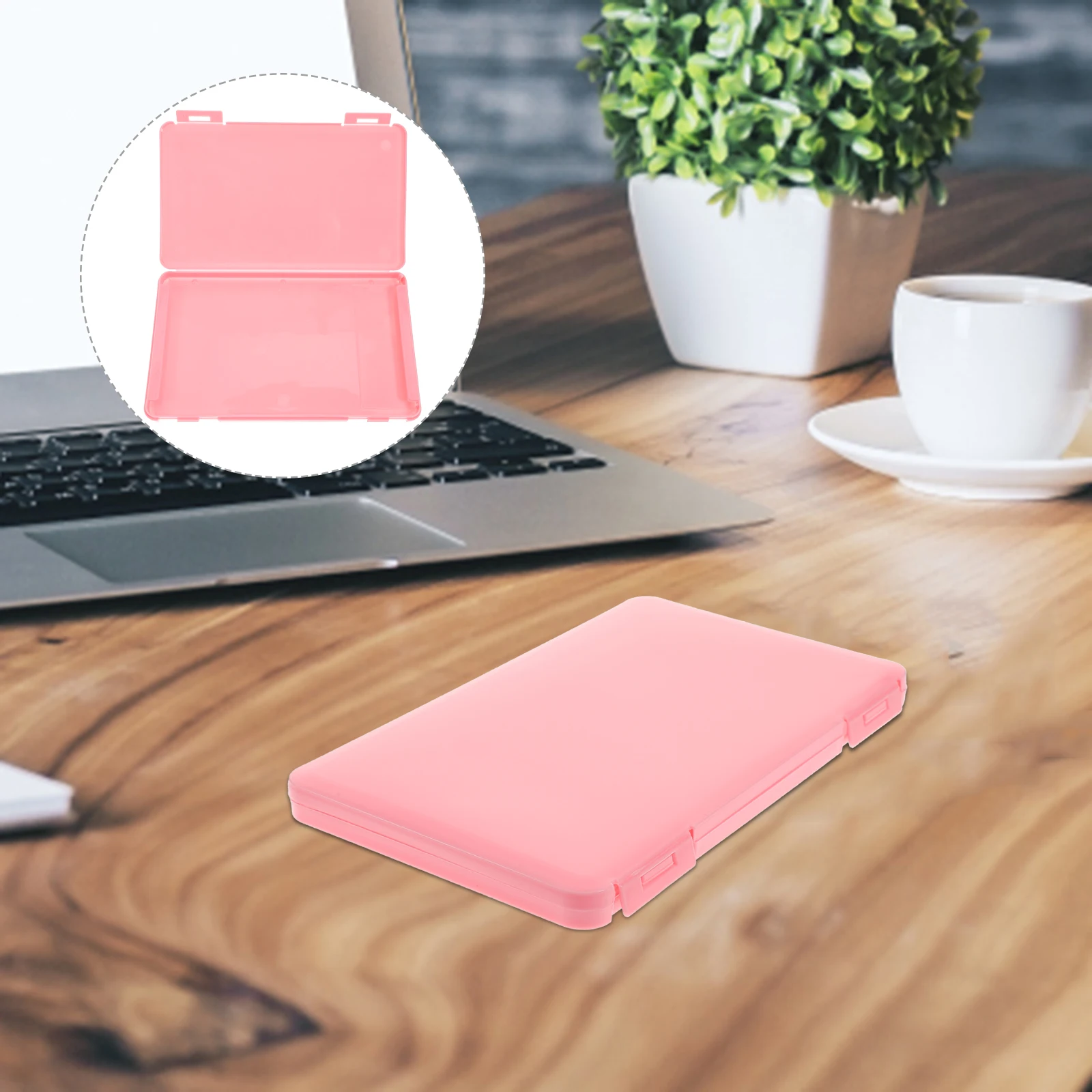 1 قطعة صندوق تخزين القناع حاوية بلاستيكية مسطحة لتنظيم غطاء الوجه حافظة محمولة ناعمة وسهلة التنظيف (وردي) صندوق تخزين لـ #4