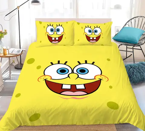 SpongeBobes 트윈 사이즈 침구 세트 더블 사이즈 더블 침대 시트 이불 커버 240x220 침대 린넨 세트 이불 퀸 럭셔리 홈