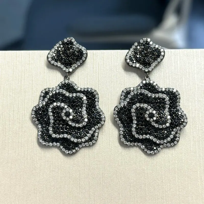 Bilincolor Fashion Black Flower Earring for Women