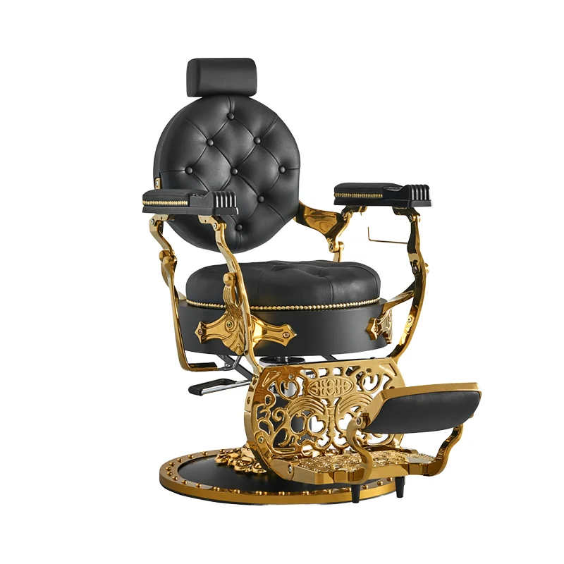 

For Luxury Classics Black and Gold Hair Salon Chairs for Barbershop Beauty Salon Furniture-Shaving Chair