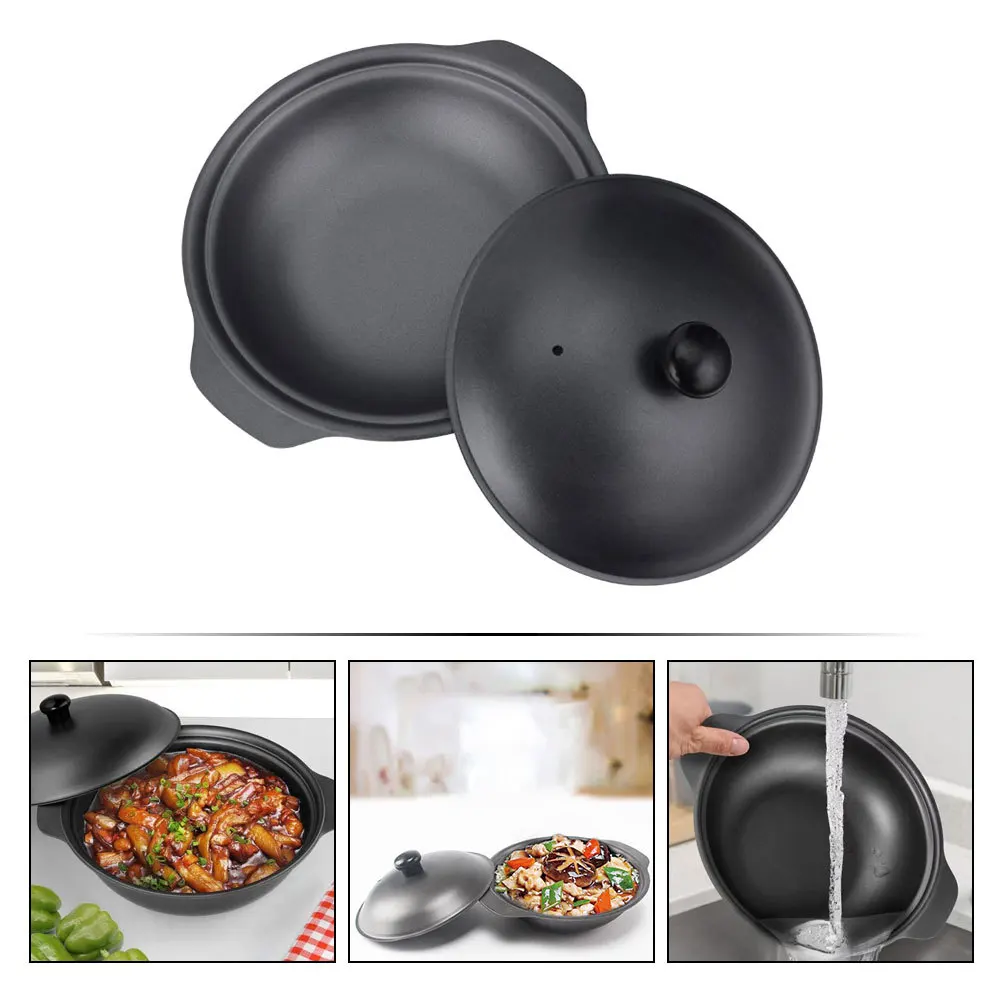 

Iron Casserole Kitchen Stew Pot Nonstick Cooking Pot Double Handle Braised Soup Home Cooking Cookware Iron Casserole