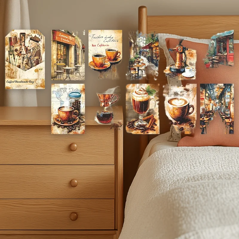 

1 упаковка/2 упаковки, 45 шт., пакет для ручного счета на кофейную тематику, серия для ручного счета для кофе, 4 стиля, винтажная большая вместимость