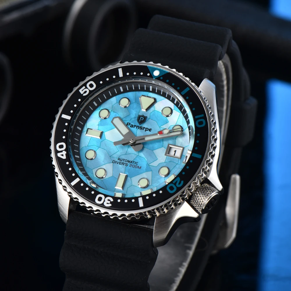PARNSRPE series men\'s watch NH35 movement super bright luminous texture dial day calendar diver automatic mechanical watch